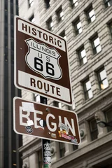 Fotobehang Start van Route 66, Chicago © forcdan