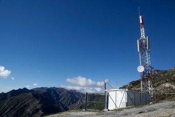 mobile phone relay station on top of a mountain