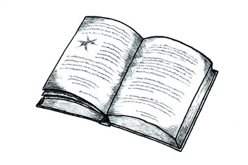 Drawing / Illustration of an opened book.