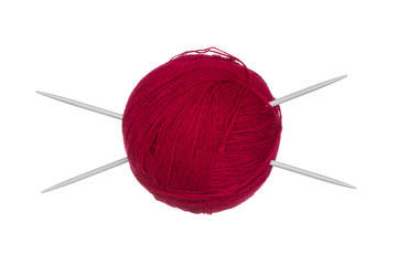 Wool ball and knitting needles