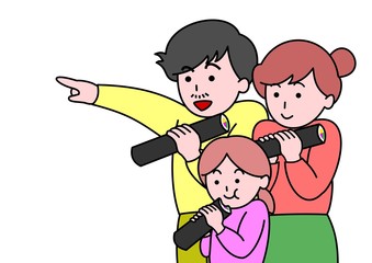 恵方巻きを食べる親子