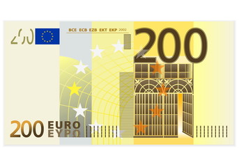 Two hundred euro banknote - obrazy, fototapety, plakaty