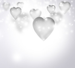 Shining valentine background with hearts and glitter