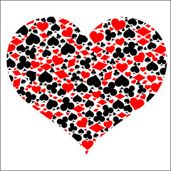 heart with game card symbols, vector