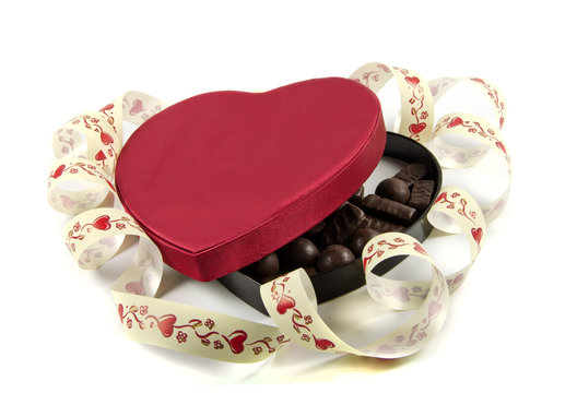 box in the form of heart with candy