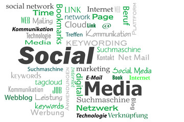 social media cloud Wörter grün