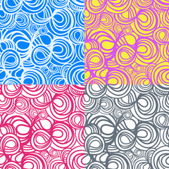 Fototapeta na wymiar Set of four seamless abstract hand-drawn pattern