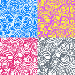 Set of four seamless abstract hand-drawn pattern