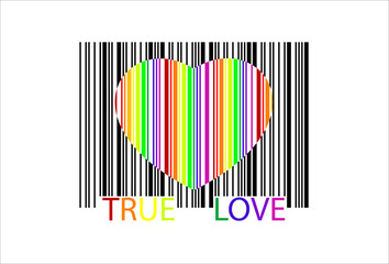 colorful heart bar code, perfect for sale, vector