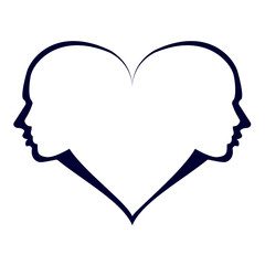 love – woman and man in the heart, vector