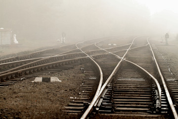 Railway in fog