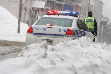Police car in winter