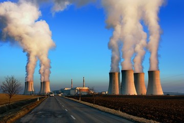 evening view of nuclear power plant Dukovany - Czech Republic