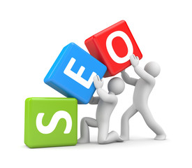 3d people and SEO. Business metaphor