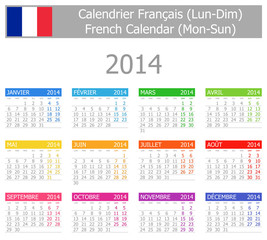 2014 French Type-1 Calendar Mon-Sun