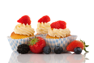 Strawberry cupcakes with fresh fruit