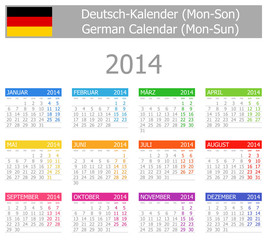 2014 German Type-1 Calendar Mon-Sun