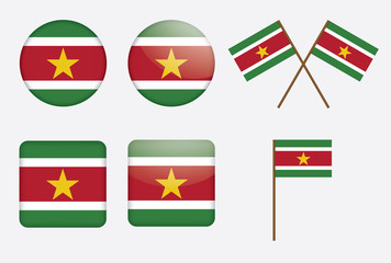 set of badges with flag of Suriname vector illustration
