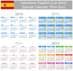 2014 Spanish Mix Calendar Mon-Sun