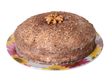 chocolate cake isolated on white background