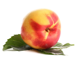 ripe nectarine, isolated on white