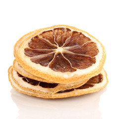 dried lemon isolated on white