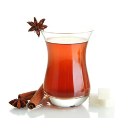 glass of Turkish tea, isolated on white