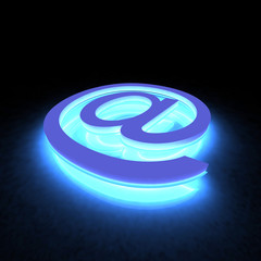 3D abstract E-mail symbol in the neon light