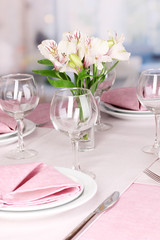 Elegant table setting in restaurant