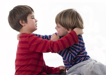 two boys fighting