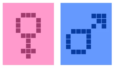Cercles muraux Pixels Signe féminin et masculin