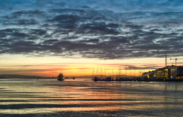 Ferries in sunset © ajwk
