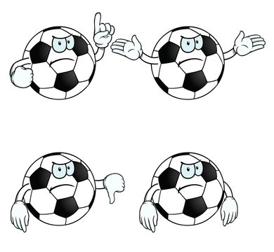 Collection of angry cartoon footballs with various gestures.