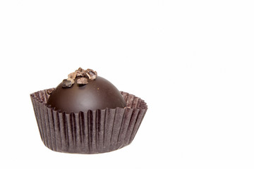 Single Round Dark Chocolate Isolated