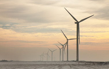 Windturbines at dusk