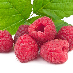 raspberries isolated on white background, square