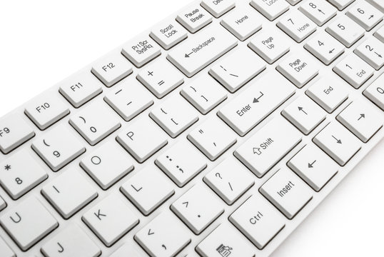 white keyboard with clipping path