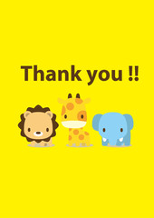 message card : thank you animal 001