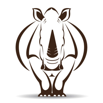 Vector image of an rhino on white background