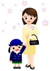 入園式　女の子　親子