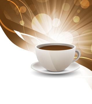 Coffee cup on bright background