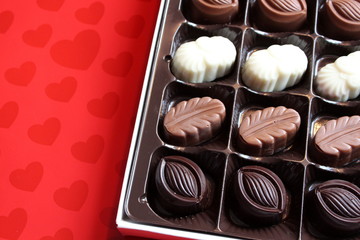 Open box of Valentine's day chocolate candy