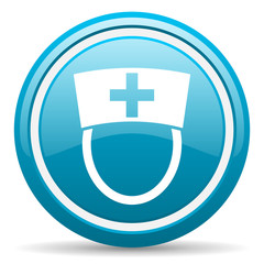 nurse blue glossy icon on white background
