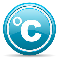 celsius blue glossy icon on white background