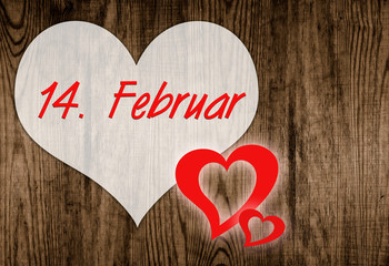 Valentinstag Herz Herzen auf altem Holz