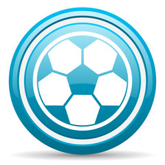 Fototapeta premium soccer blue glossy icon on white background