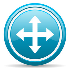 Fototapeta premium move arrow blue glossy icon on white background