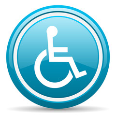 accessibility blue glossy icon on white background