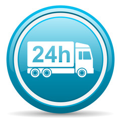 delivery 24h blue glossy icon on white background