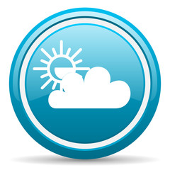 weather forecast blue glossy icon on white background